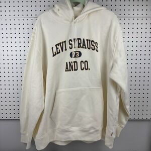 Levi's Levi Strauss Co Hoodie XXL NWT Cream Pullover Logo Sweatshirt Streetwear